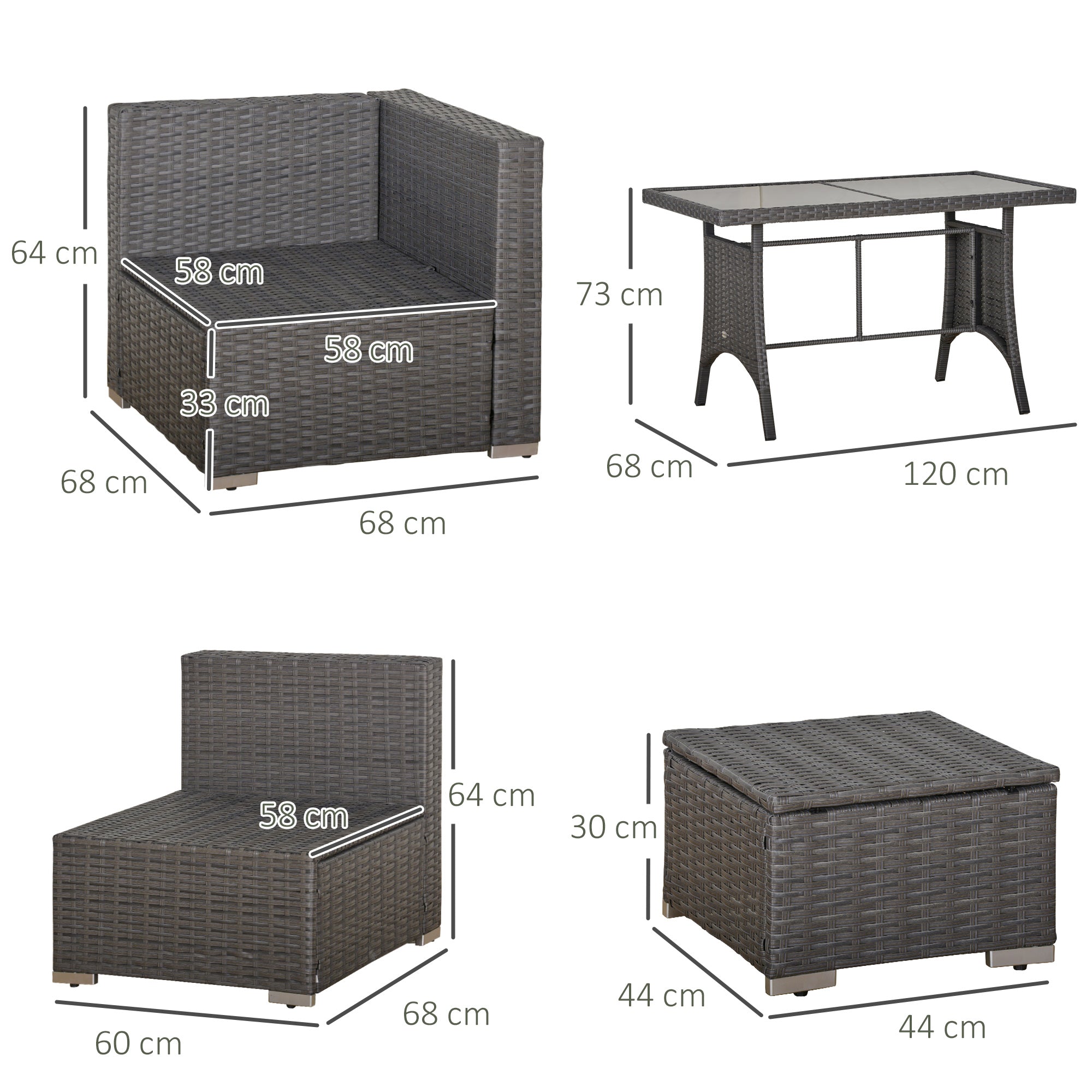 10-Piece Outdoor Rattan Patio Dining Sofa Set – 9-Seater Garden Furniture with Cushions and Glass Table