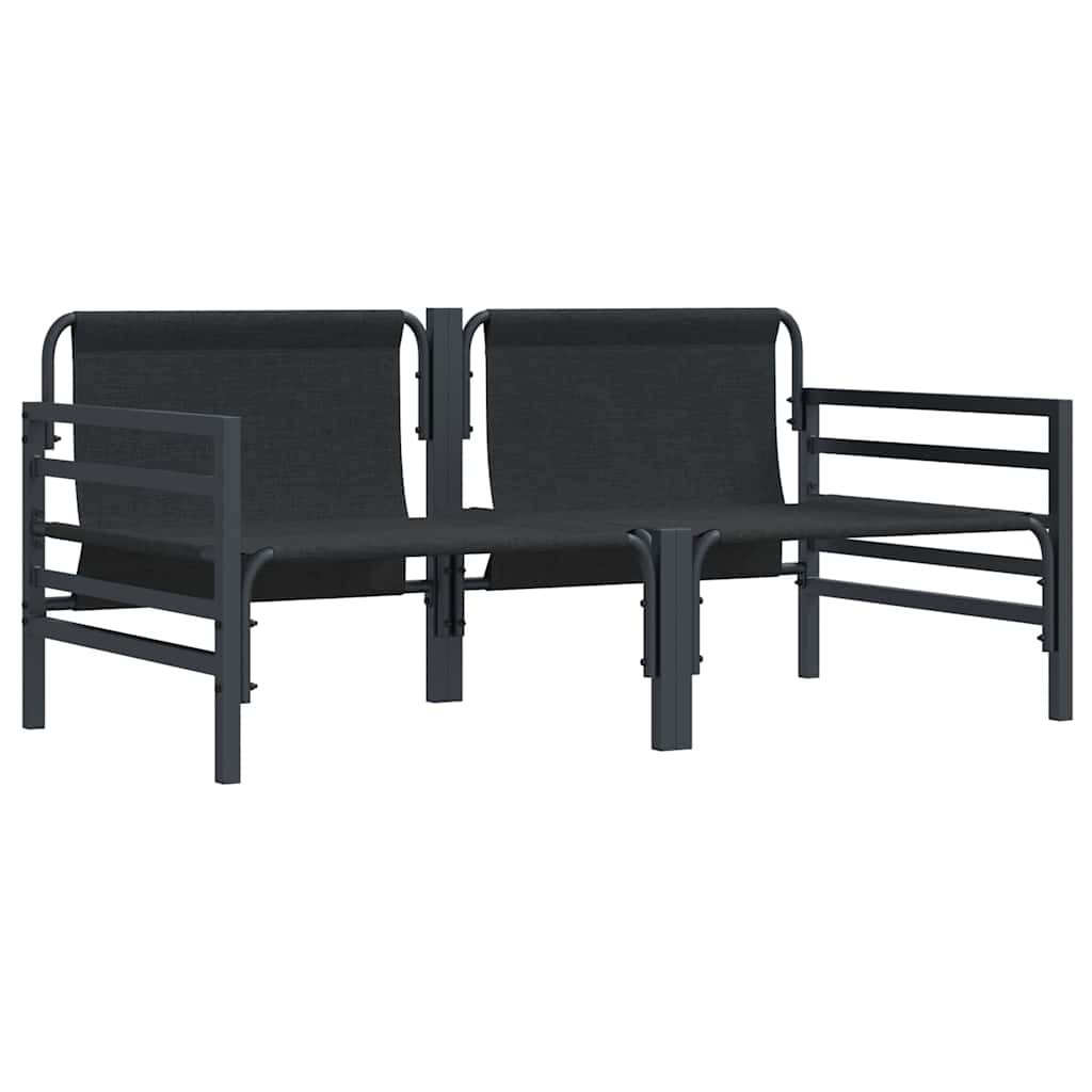 2-Seater Outdoor Steel Sofa Set with Cushions – Anthracite Patio Garden Furniture