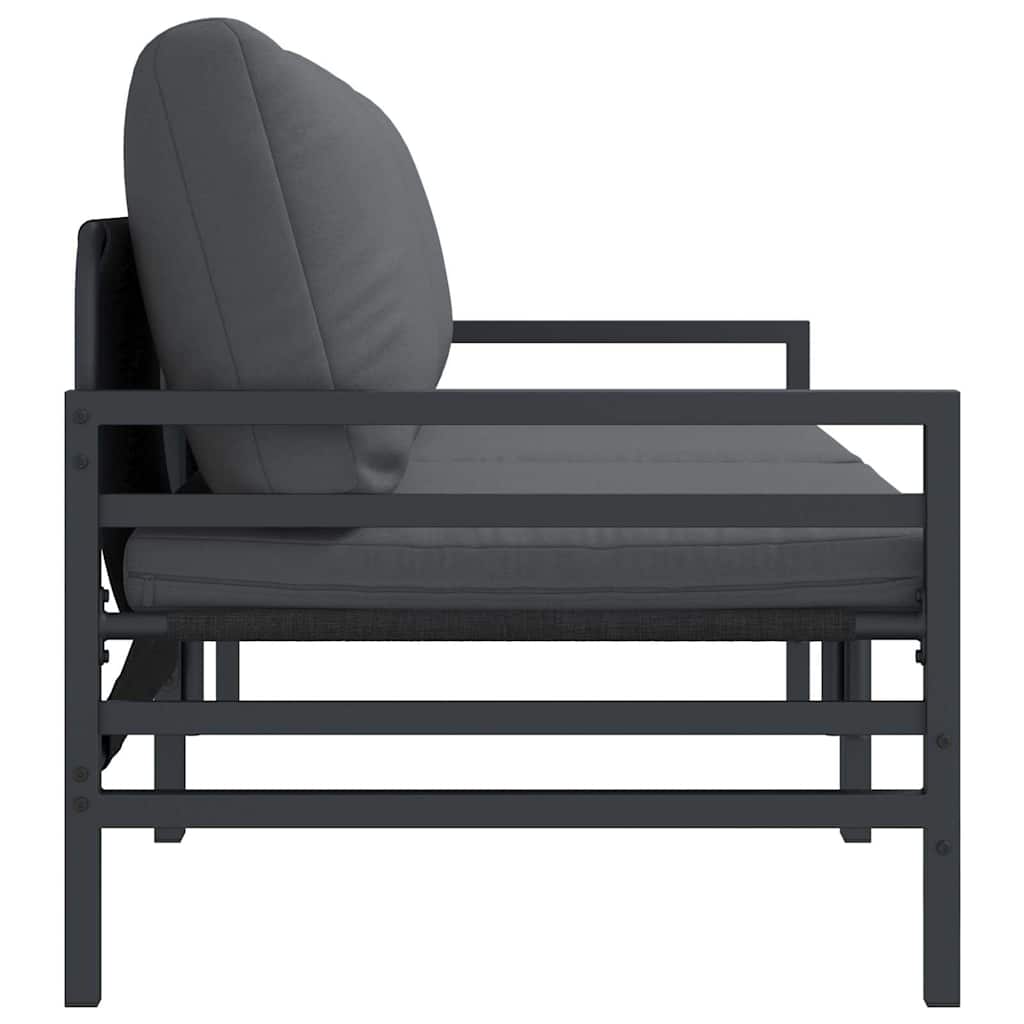 2-Seater Outdoor Steel Sofa Set with Cushions – Anthracite Patio Garden Furniture