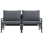 2-Seater Outdoor Steel Sofa Set with Cushions – Anthracite Patio Garden Furniture