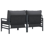 2-Seater Outdoor Steel Sofa Set with Cushions – Anthracite Patio Garden Furniture
