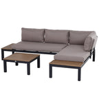 3-Piece Outdoor Aluminum Sofa Set – 4-Seater Garden Furniture with Cushions and Coffee Table