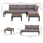3-Piece Outdoor Aluminum Sofa Set – 4-Seater Garden Furniture with Cushions and Coffee Table-3