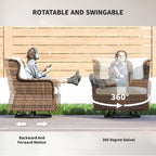 4-Piece Outdoor Patio Furniture Set – Wicker Loveseat, Swivel Chairs and Glass Coffee Table