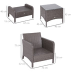 5-Piece Outdoor Rattan Furniture Set – 2-Seater Patio Chairs with Footstools and Glass Table