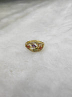 Adjustable Leaf Design Ring for Women – Color Stone Open Cuff Fashion Jewelry