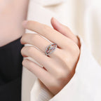 Adjustable Leaf Design Ring for Women – Color Stone Open Cuff Fashion Jewelry