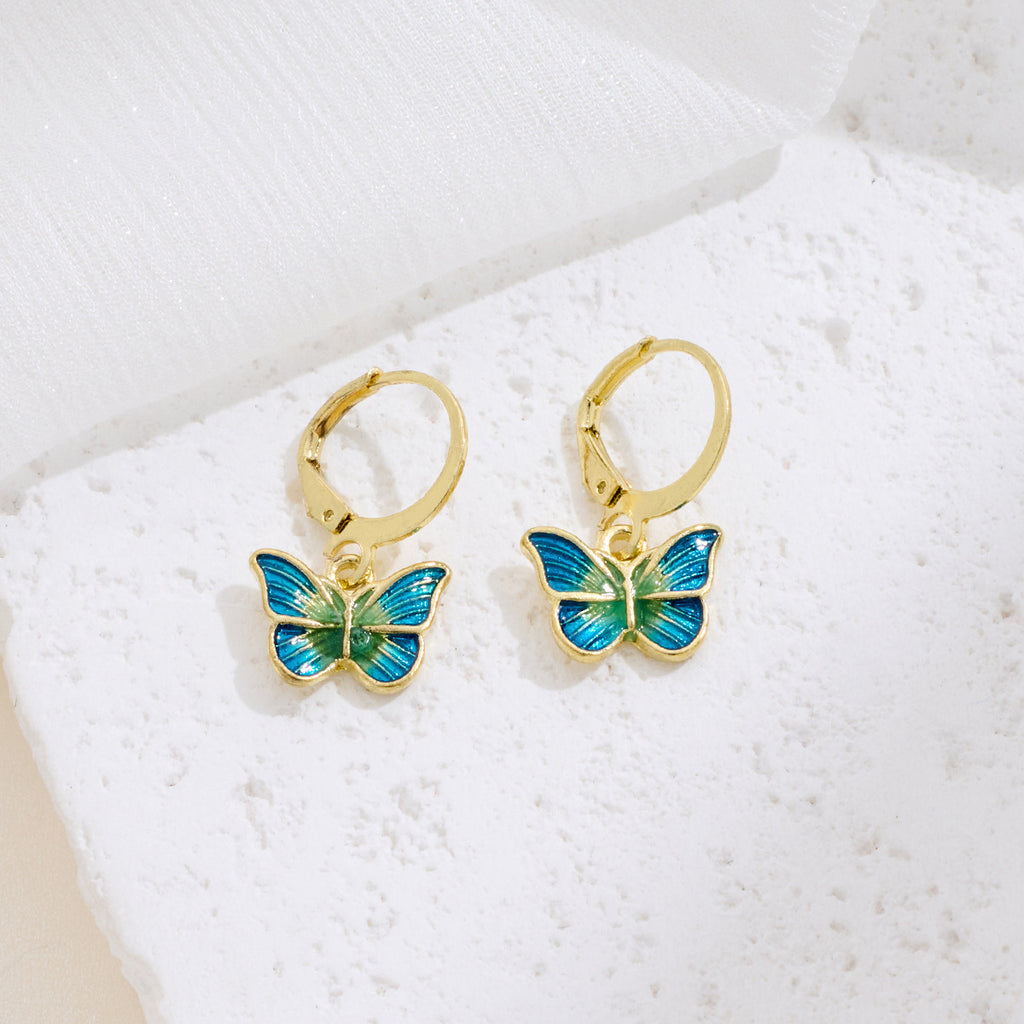 Elegant Butterfly Drop Earrings for Women – Gold Alloy Petite Fashion Jewelry