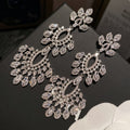 Geometric Flower Zircon Tassel Earrings for Women – Elegant Drop Fashion Jewelry