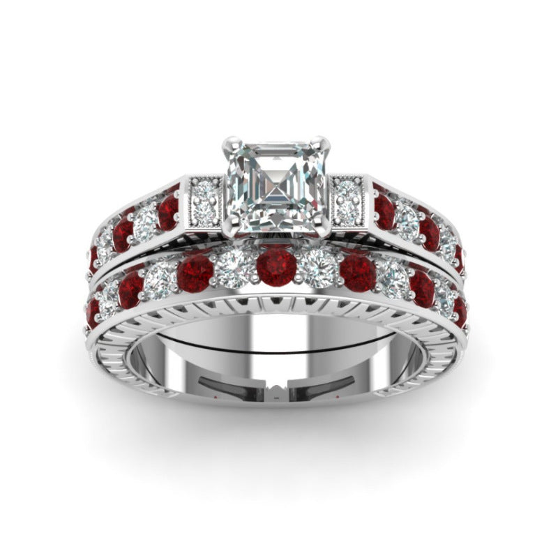Square Zircon Geometric Ring – Alloy Fashion Band for Women