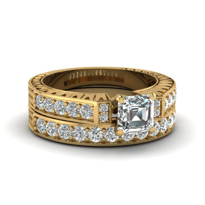 Square Zircon Geometric Ring – Alloy Fashion Band for Women