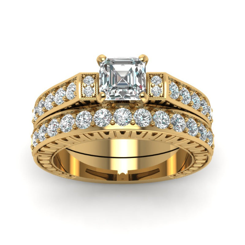 Square Zircon Geometric Ring – Alloy Fashion Band for Women