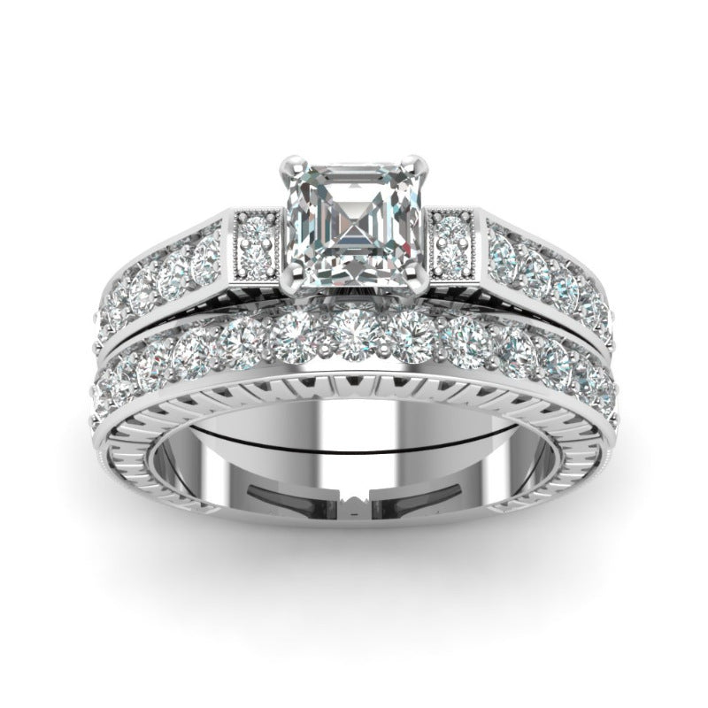 Square Zircon Geometric Ring – Alloy Fashion Band for Women