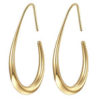 Teardrop Hoop Earrings for Women – Stainless Steel Oval Pull Through Statement Earrings