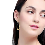 Teardrop Hoop Earrings for Women – Stainless Steel Oval Pull Through Statement Earrings