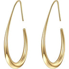 Teardrop Hoop Earrings for Women – Stainless Steel Oval Pull Through Statement Earrings