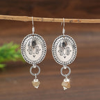 Vintage Round Floral Earrings for Women – Geometric Zinc Alloy Statement Jewelry