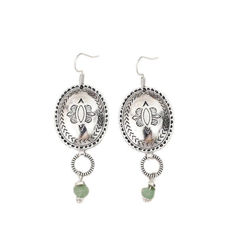 Vintage Round Floral Earrings for Women – Geometric Zinc Alloy Statement Jewelry