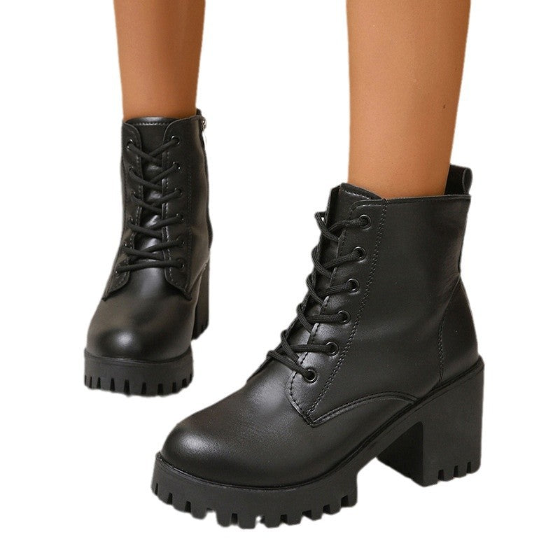 Women’s Chunky Sole Ankle Boots – Round Toe Casual Fashion Boots