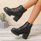 Women’s Chunky Sole Ankle Boots – Round Toe Casual Fashion Boots