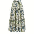 Women’s Floral Print Long Dress – Elastic Waist Layered Casual Maxi Dress
