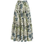 Women’s Floral Print Long Dress – Elastic Waist Layered Casual Maxi Dress