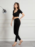 Women’s High-Waist Stretch Jeans – Casual Button Accent Denim Pants