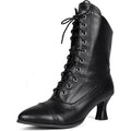 Women’s Lace-Up Ankle Boots – Chunky Heel Side Zipper Fashion Booties