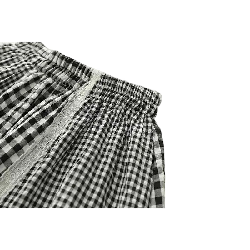 Women’s Lace Trim A-Line Skirt – Elastic Waist Mid-Length Cotton Skirt