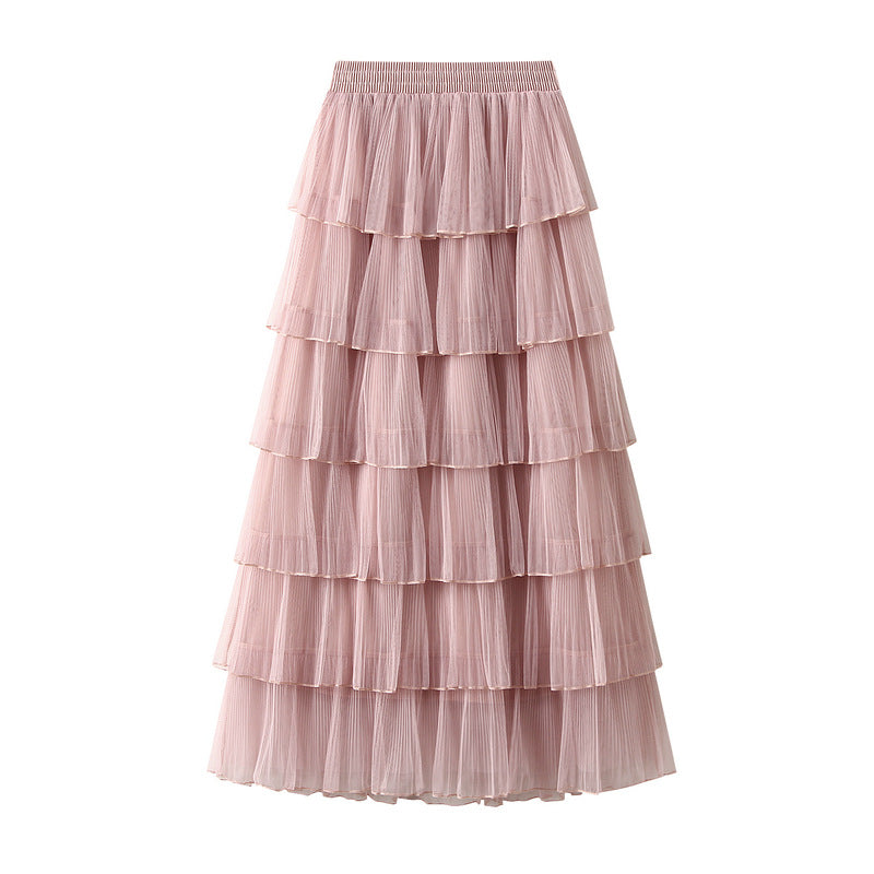 Women’s Layered Tulle Midi Dress – Tiered Patchwork Long Dress
