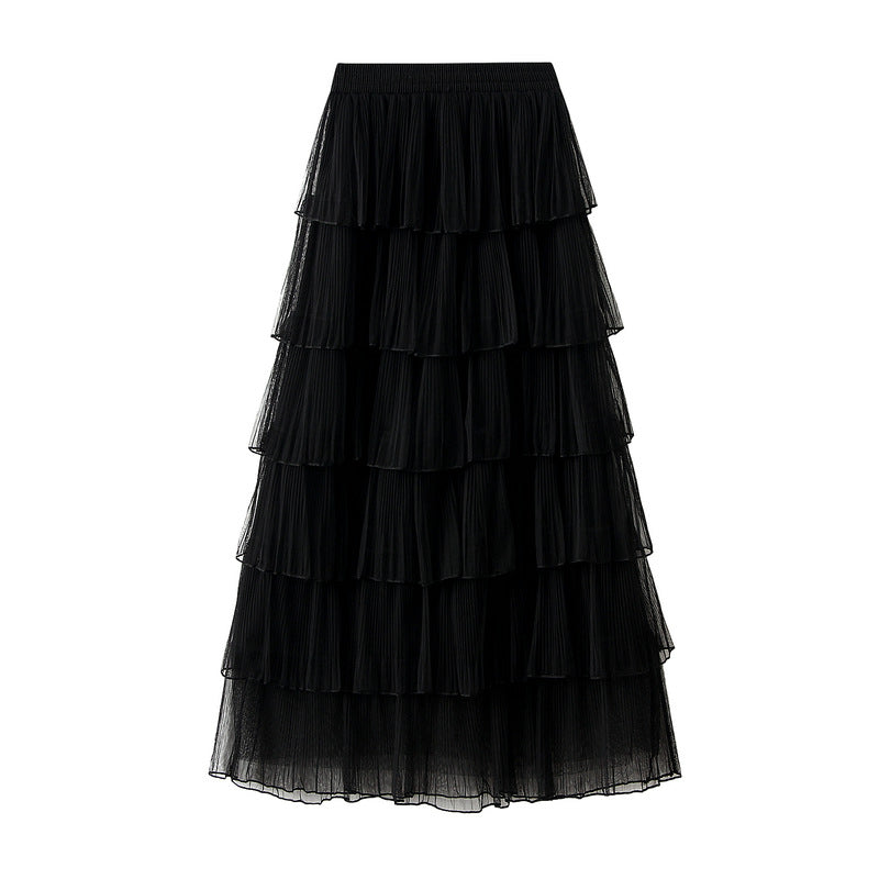 Women’s Layered Tulle Midi Dress – Tiered Patchwork Long Dress