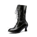 Women’s Mid-Calf Lace-Up Boots – Round Toe Casual Fashion Boots