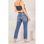 Women’s Straight-Leg Ripped Denim Jeans – Cropped Cuffed Casual Pants